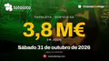 Totoloto: 3,8 milhões de euros em jogo no sorteio deste sábado