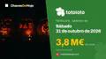 Totoloto de sábado, 31 de outubro de 2026: jackpot de 3,8 M€, sorteio às 20:00